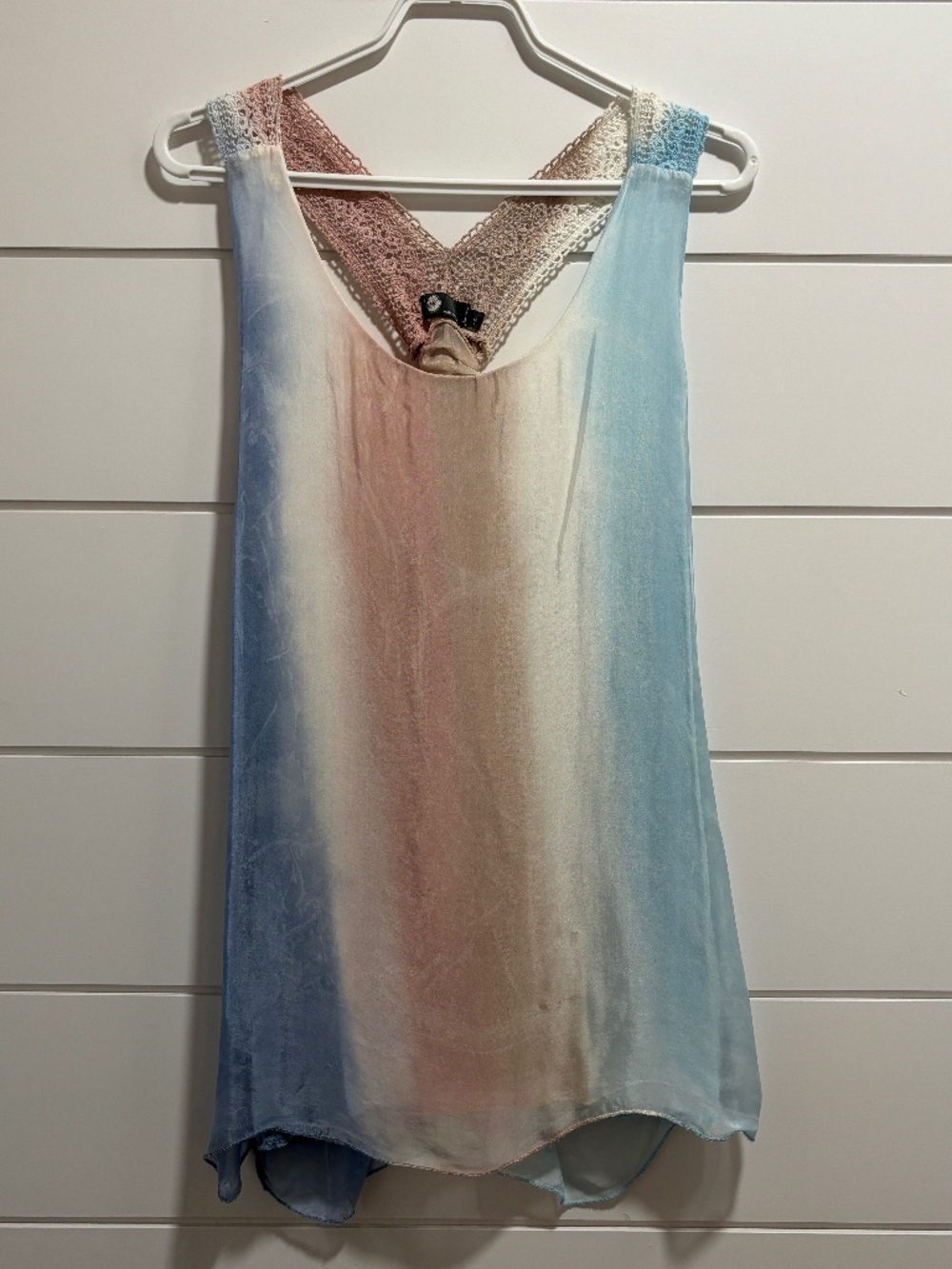 M Made in Italy Gradient silk with crochet lace racerback tank blouse size small - Picture 2 of 15